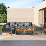 Salon de jardin - singularity - canap� 7?8 places - cadre acacia - housses lavables - anti - uv