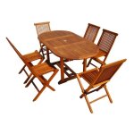 Lubok - salon de jardin extensible avec table rectangle 6 places en teck huil