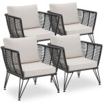 Salon de jardin - tectake - lot de 4 fauteuils dext�rieur sundo en r�sine tress�e avec housses amovibles ...