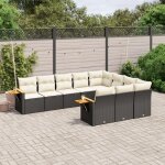 Salon de jardin - vidaxl - 10 pcs - rsine tresse - housse amovible - conception modulaire