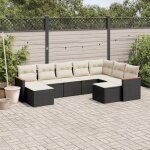 Salon de jardin - vidaxl - 9 pcs - r�sine tress�e noire - coussins amovibles - design modulaire