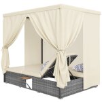 Salon transat de jardin exterieur 2 / 4 personnes - canap� chaise longue ext�rieure en rotin avec parasol ...