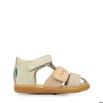 Sandales b�b� - kickers - kick bazar - cuir - beige clair multi - fermeture scratch