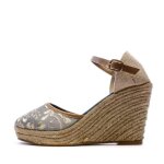 Sandales compens�es bleu / fleurs femme beppi