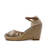 Sandales compens�es marron / fleurs femme beppi