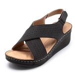 Sandales dt  talons compenss pour femmes vitata - chaussures creuses respirantes  scratch pour femmes ...