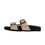 Sandales femme - geox - brionia r m - couleur taupe p�le - tige basse - talon plat