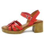 Sandales femme - raquel perez - cuir rouge - talon large 6cm et plateau