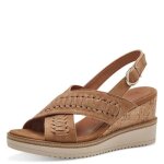 Sandales pour femme - tamaris - daim - nubuck - scratch - compens� - marron