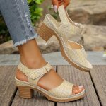 Sandales gladiateur à talon compensé ecelen pour femme - confortables - mode été - jaune Sandales gladiateur à talon compensé ecelen pour femme - confortables - mode été - jaune