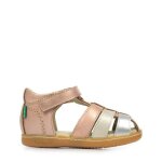 Sandales - kickers - kick flo - cuir - rose - fermeture � scratch