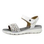 Sandale nu pied pour femme - cinzia soft - simili cuir blanc - strass - talon compens�