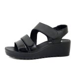 Sandale nu - pieds pour femme en cuir noir - imac - confort - talon compens�e