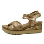 Sandale nu - pied pour femme - mjus - beige - cuir douce - talon compens�