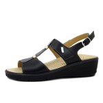 Sandale nu pied pour femme - orthop�dique - cinzia soft - cuir noir - talon compens�