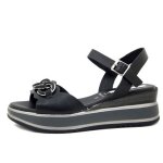 Sandales nu - pieds pour femme - osvaldo pericoli - cuir noir - talon compens�