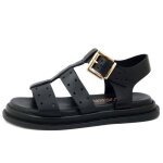 Sandales - osvaldo pericoli - cuir noir - femme - boucle de serrage - semelle anti - glisse