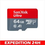 Sandisk 64gb ultra microsdxc uhs - i card + sd adapter with up to 140mb / s class 10 u1 a1 approved