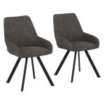 Lot de 2 chaises de salle  manger en microfibre anthracite