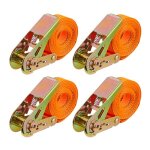 Sangles darrimage relaxdays avec cliquet 4 pices 4 m 500 kg fixation chargement voiture remorque orange ...
