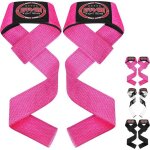 Sangles de musculation - farabi sports - rose - coton renforc - antidrapantes - ajustables