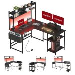 Sanodesk bureau gaming led 120x140cm bureau dangle avec rangement chargeur et prises bureau avec crochets ... Sanodesk bureau gaming led 120x140cm bureau dangle avec rangement chargeur et prises bureau avec crochets ...