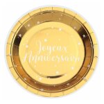 Santex 8978 - 3 paquet de 10 petites assiettes joyeux anniversaire or brillant 175cm