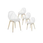 Saori - lot de 4 chaises de jardin coque plastique ajourée blanc pieds métal Saori - lot de 4 chaises de jardin coque plastique ajourée blanc pieds métal