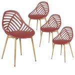 Saori - lot de 4 chaises de jardin coque plastique ajourée terracotta pieds métal Saori - lot de 4 chaises de jardin coque plastique ajourée terracotta pieds métal