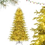 Sapin lumineux articul 210cm costway - 370 lumires led blanc chaud - 1090 branches en pe et pvc - pied ...