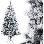 Sapin de nol blanc enneig 150 cm touffu arbre artificiel sapins naturel avec support en mtal pour ...