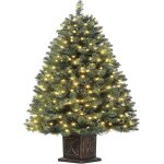 Sapin de nol artificiel de 145 cm avec 300 clairages 8 modes blanc chaud avec pot lumineux vintage ...