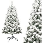 Sapin de nol artificiel 180 cm blanc enneig luxe arbre sapins naturel realiste support en mtal pour ...
