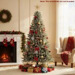 Sapin de no�l artificiel 180 cm fluorescent costway 692 branches arbre de no�l en pvc pieds en m�tal ...