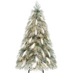 Sapin de nol artificiel 182cm  flocons de neige balconera 400 led 355 branches avec support en mtal ...