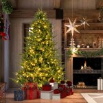 Sapin de noël artificiel 213cm - relax4life - 280 led blanc chaud - 1130 branches verdoyantes - base ... Sapin de noël artificiel 213cm - relax4life - 280 led blanc chaud - 1130 branches verdoyantes - base ...
