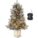 Sapin de no�l artificiel de 90 cm avec 78 led blanc chaud - 3 pieds fonctionnant sur batterie avec 8 ...