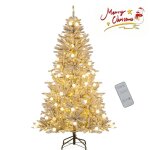 Sapin de nol artificiel enneig 180 cm costway - - tlcommande et minuteur - 51 boules lumineuses - ...
