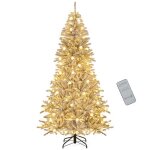 Sapin de nol artificiel enneig 210 cm costway - - tlcommande et minuteur - 65 boules lumineuses - ...