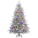 Sapin de noël artificiel floqué et articulé Ø135 x 218h cm costway - 350 lumières led multicolores avec ... Sapin de noël artificiel floqué et articulé Ø135 x 218h cm costway - 350 lumières led multicolores avec ...