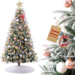 Sapin de no�l lumineux led 210 cm artificiel floqu� neige en pe et pvc - feuillage automatique - d�coration ...