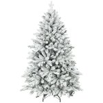 Sapin de no�l artificiel - homcom - floqu� de neige - 768 branche support en m�tal pliable - plastique ...