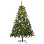 Sapin de nol artificiel - homcom - lumineux 200 led blanc chaud - boules dcoratives - 745 branches ...