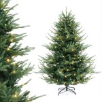 Sapin de nol lumineux led costway 135cm - 160led blanc chaud8 modes dynamiques - feuilles en pe et ...