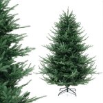 Sapin de nol lumineux led costway 180cm - 240led blanc chaud8 modes dynamiques - feuilles en pe et ...