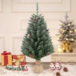 Sapin de noël artificiel lumineux 90cm avec base en lin led lumière chaud 8 modes d?éclairage Sapin de noël artificiel lumineux 90cm avec base en lin led lumière chaud 8 modes d?éclairage