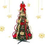 Sapin de no�l artificiel pliable 150 cm pvc arbre de noel avec lumineux led support stable � quatre pieds ...