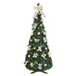 Sapin de nol artificiel pliable 150cm arbre de nol artificiel matriel pvc avec pied 80 led pour dcoration ...