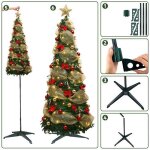 Sapin de nol artificiel pliable en pvc avec 80 led lumineuses pre nol effet paillet support robuste ...