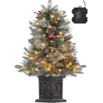 Sapin de noël artificiel pré - éclairé de 90cm avec base en pot vintage neige floquée 78 lumières led ... Sapin de noël artificiel pré - éclairé de 90cm avec base en pot vintage neige floquée 78 lumières led ...